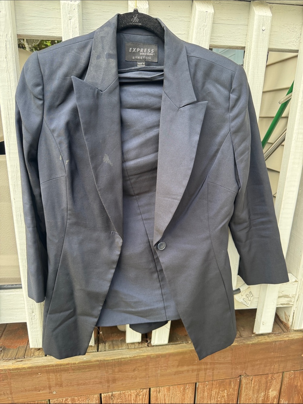 Express Navy Stretch One-Button Blazer